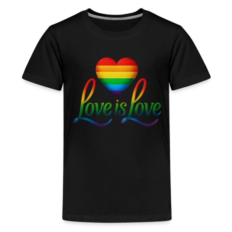 regenbogenherz-mit-spruch-teenager-premium-t-shirt-schwarz