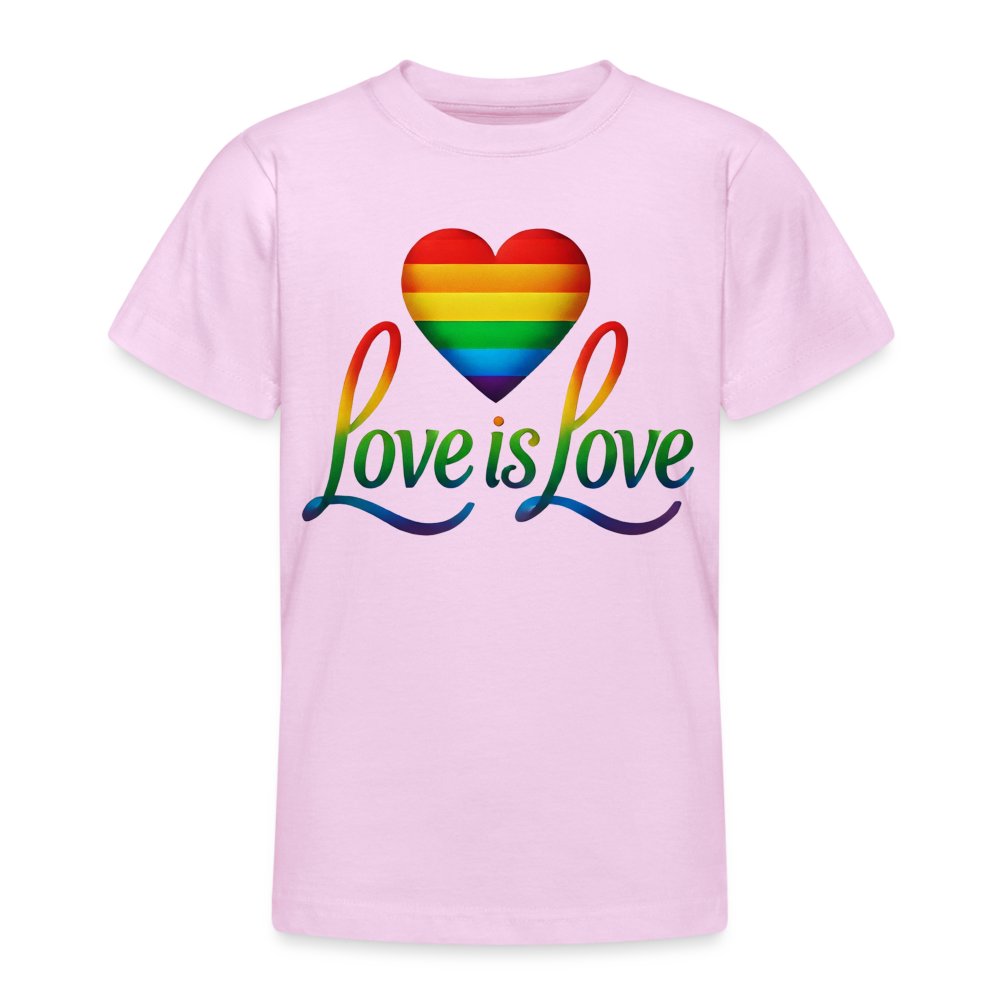 Regenbogenherz mit Spruch - Teenager T-Shirt Hellrosa