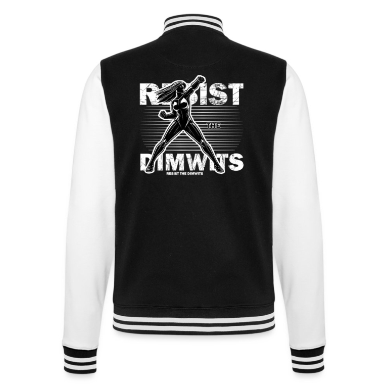 resist-the-dimwits-college-sweatjacke-schwarz-weiss