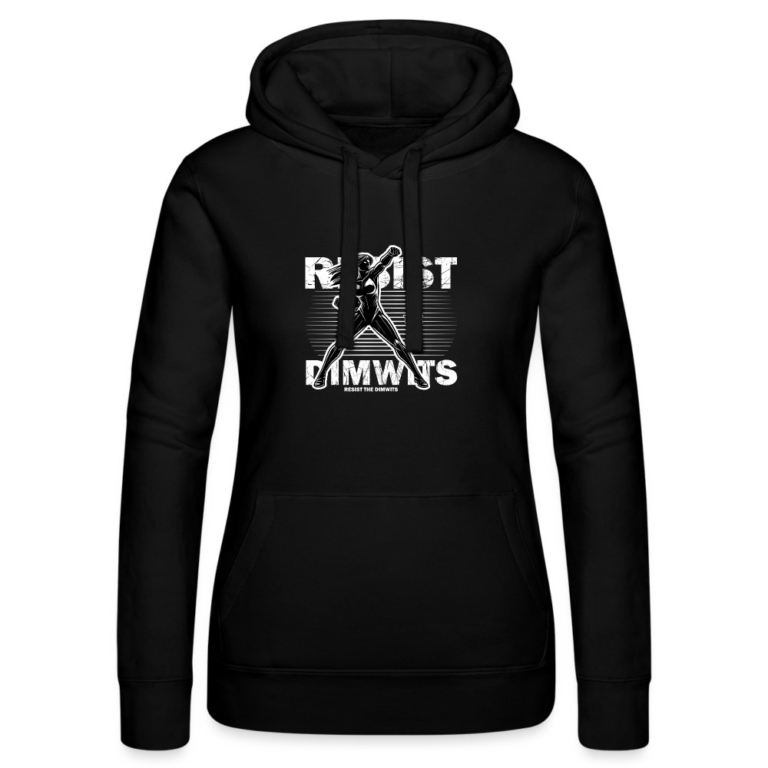 resist-the-dimwits-frauen-kapuzen-sweater-von-russell-schwarz