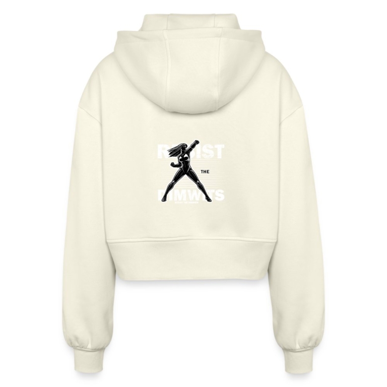 resist-the-dimwits-frauen-oversized-cropped-kapuzenjacke-natur