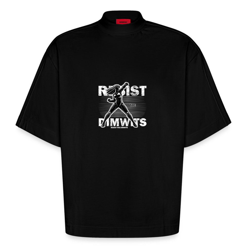 Resist the Dimwits - Heavyweight Oversized Organic Boxy T-Shirt Made in EU SOLID BLACK