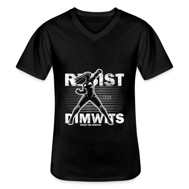 resist-the-dimwits-klassisches-maenner-t-shirt-mit-v-ausschnitt-schwarz