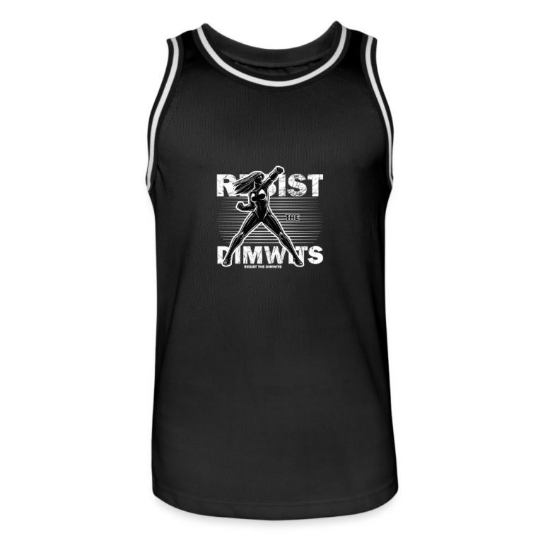 resist-the-dimwits-maenner-basketball-trikot-schwarz-weiss