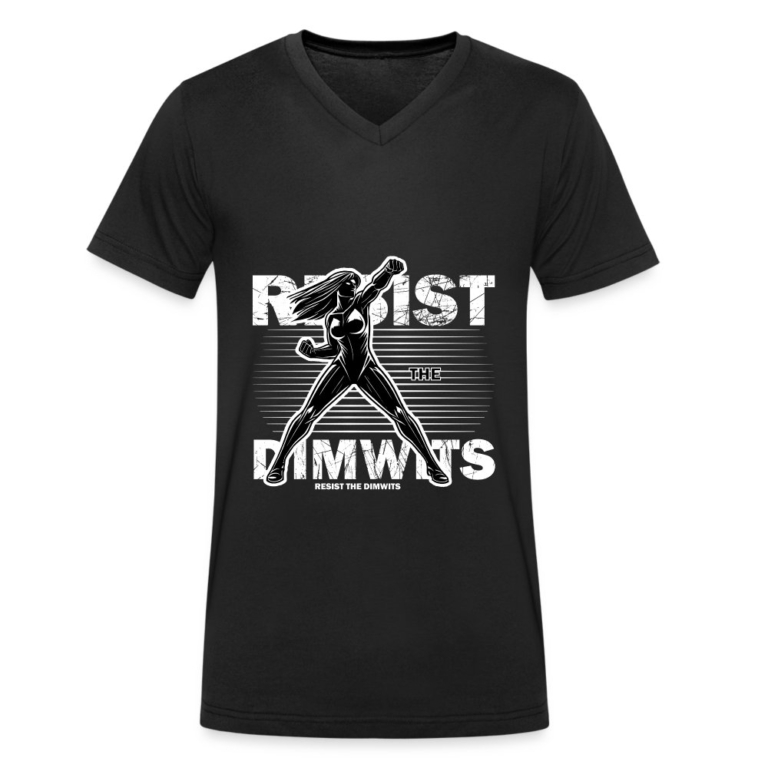 resist-the-dimwits-stanleystella-maenner-bio-t-shirt-mit-v-ausschnitt-schwarz
