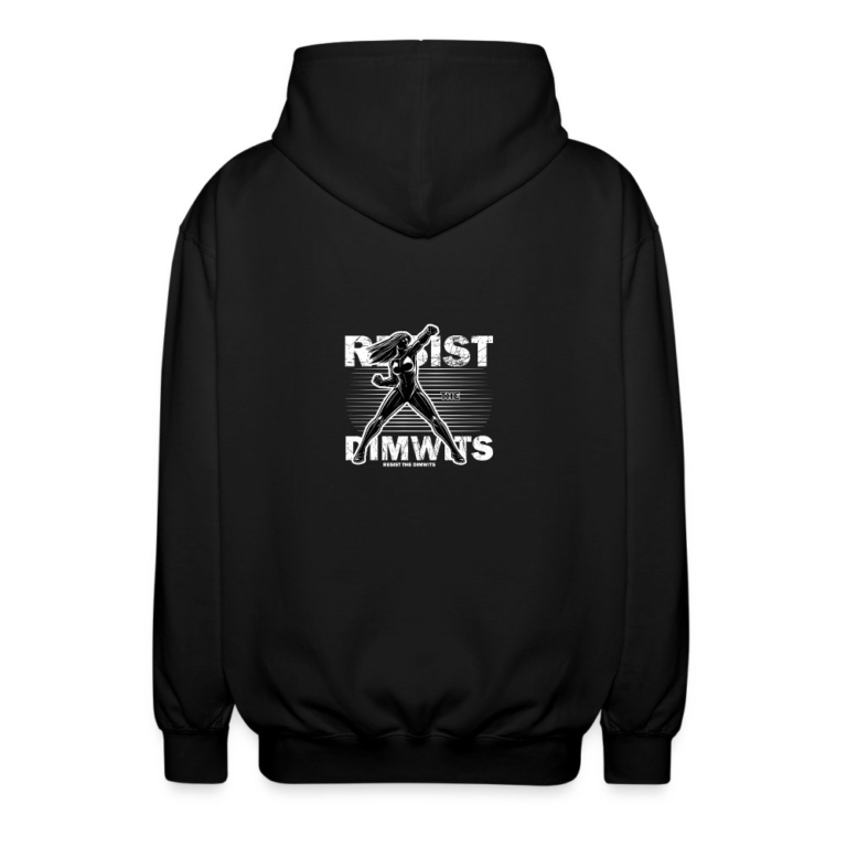 resist-the-dimwits-unisex-kapuzenjacke-schwarz