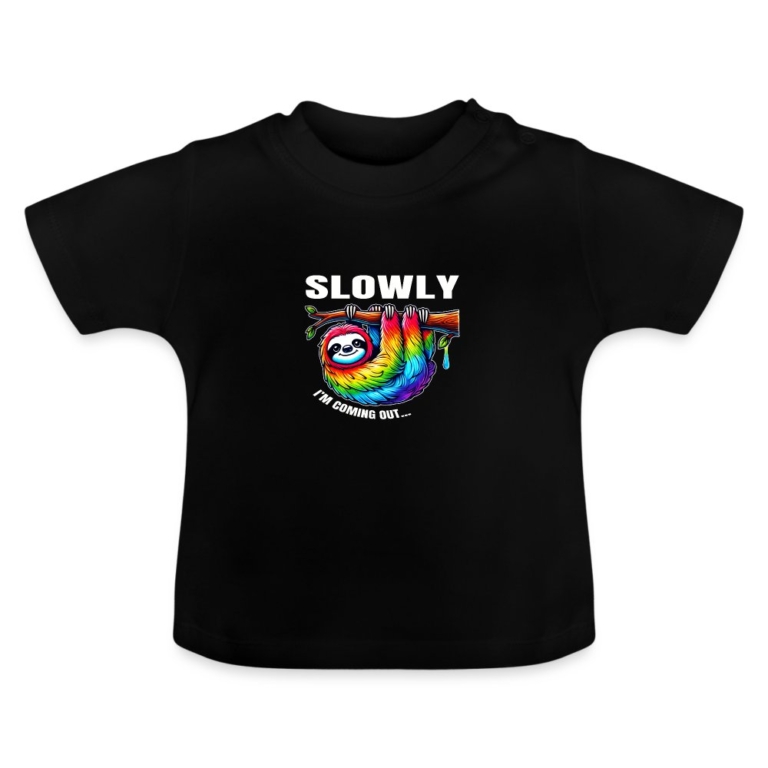 slowly-i-m-coming-out-baby-bio-t-shirt-mit-rundhals-schwarz