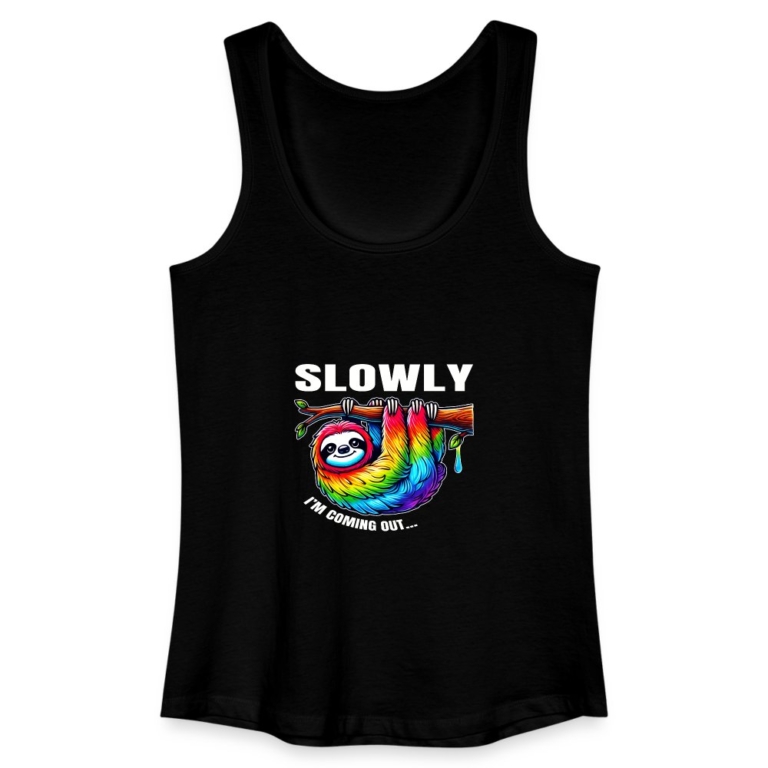 slowly-i-m-coming-out-frauen-bio-tank-top-schwarz