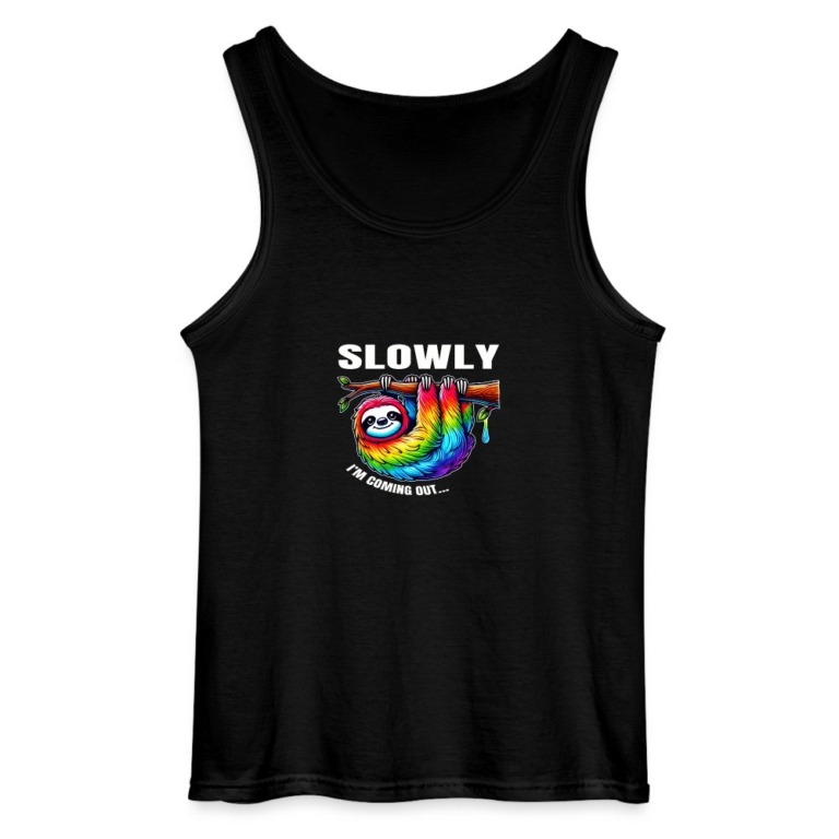 slowly-i-m-coming-out-gildan-maenner-tank-top-schwarz