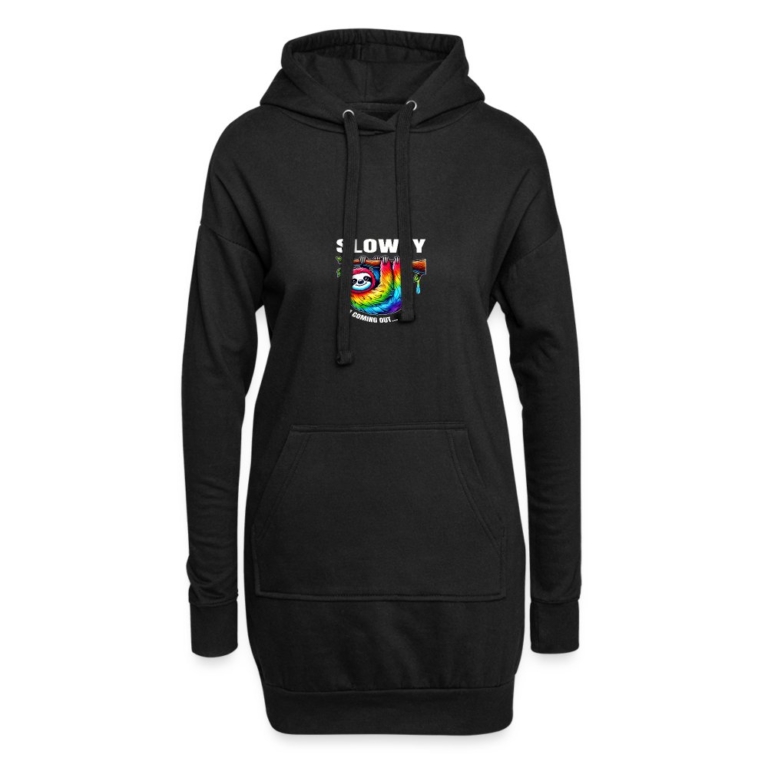 slowly-i-m-coming-out-hoodie-kleid-schwarz