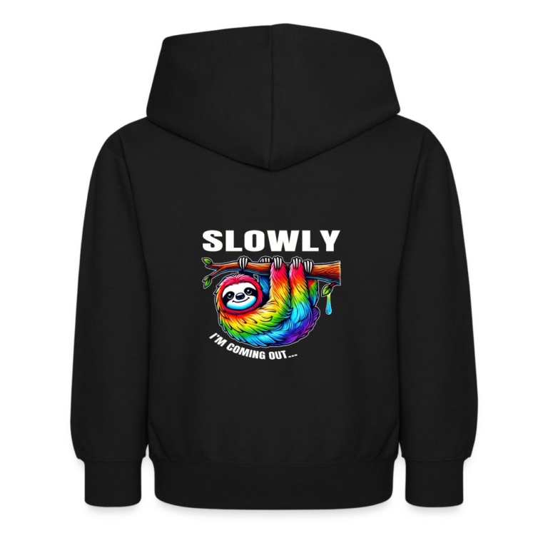 slowly-i-m-coming-out-kinder-hoodie-schwarz