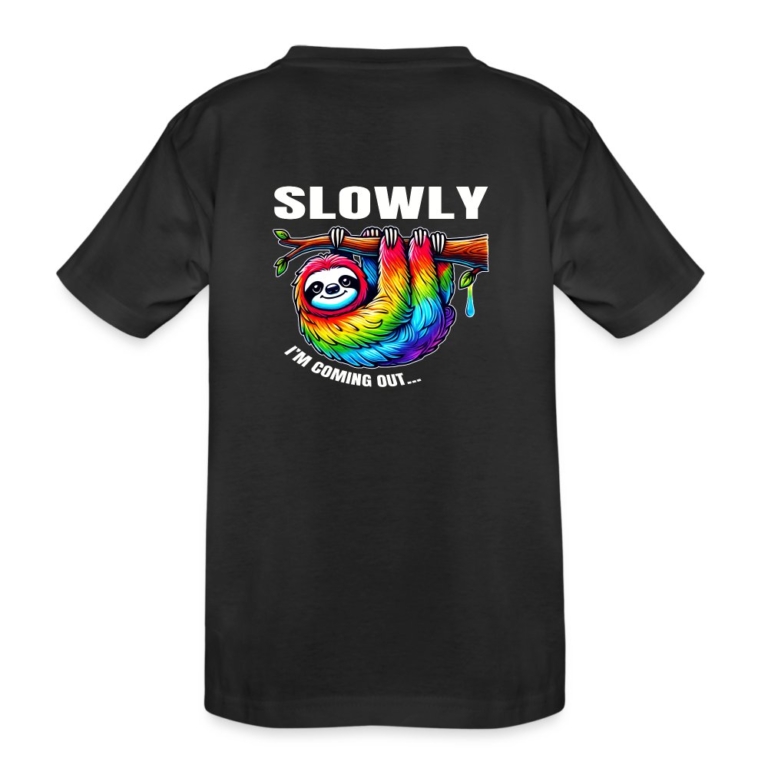slowly-i-m-coming-out-kinder-premium-bio-t-shirt-schwarz
