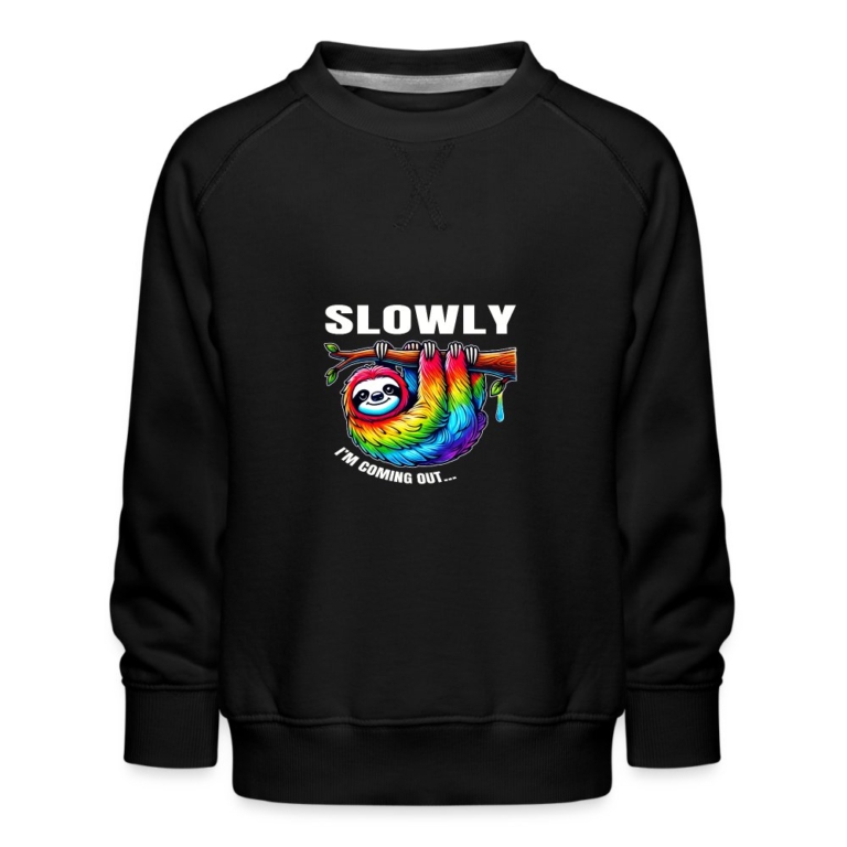 slowly-i-m-coming-out-kinder-premium-pullover-schwarz