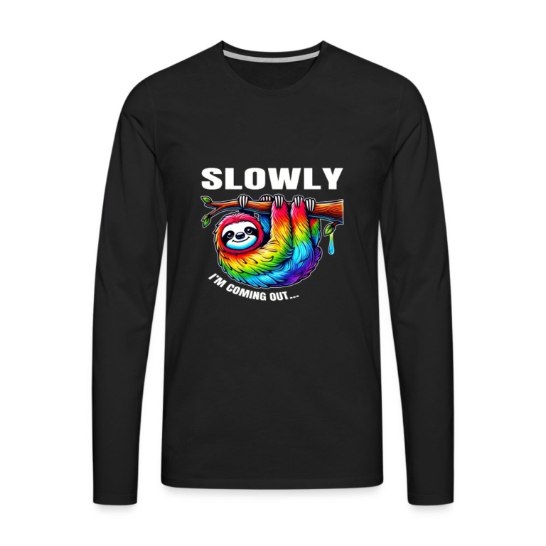 slowly-i-m-coming-out-maenner-premium-langarmshirt-schwarz