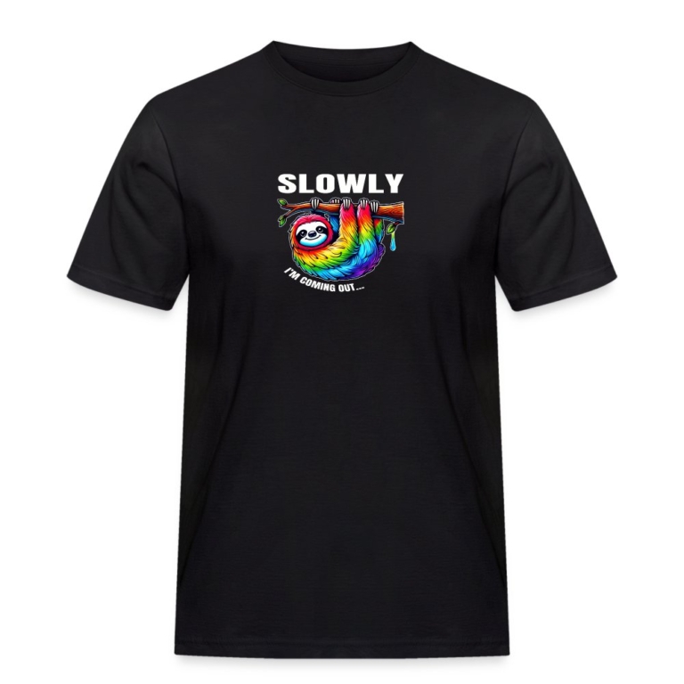 slowly-i-m-coming-out-maenner-workwear-t-shirt-schwarz