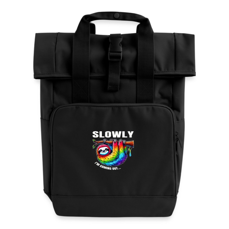 slowly-i-m-coming-out-rolltop-rucksack-mit-zwei-griffen-schwarz