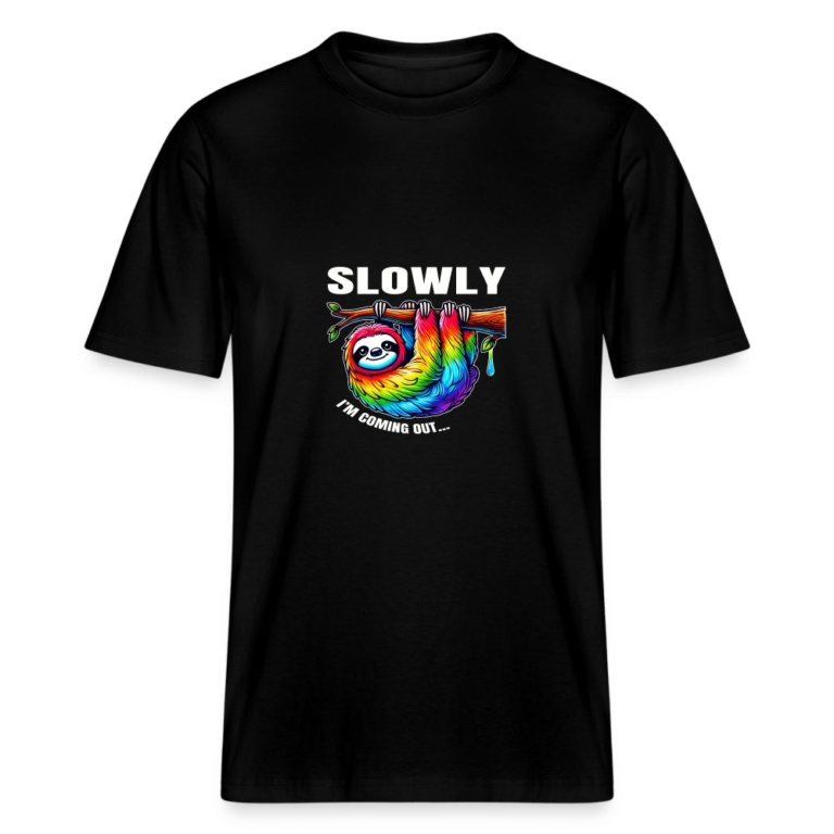 slowly-i-m-coming-out-stanleystella-relaxed-fit-unisex-bio-t-shirt-sparker-schwarz