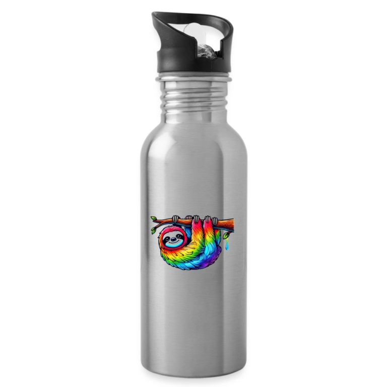 slowly-i-m-coming-out-trinkflasche-mit-integriertem-trinkhalm-lightsilver