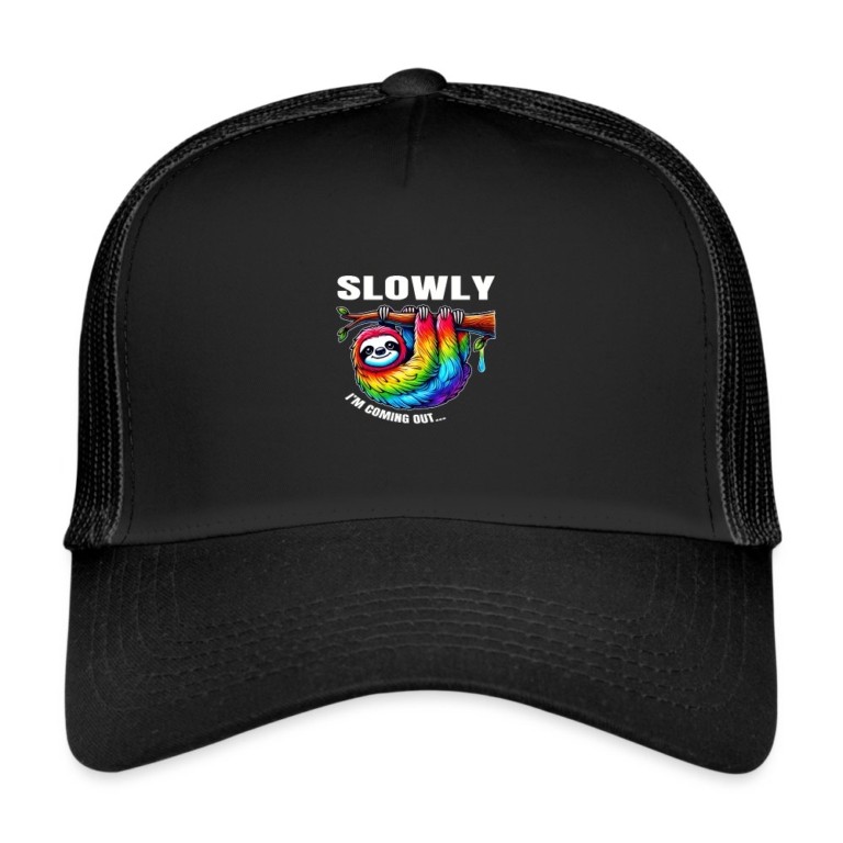slowly-i-m-coming-out-trucker-cap-schwarz-schwarz