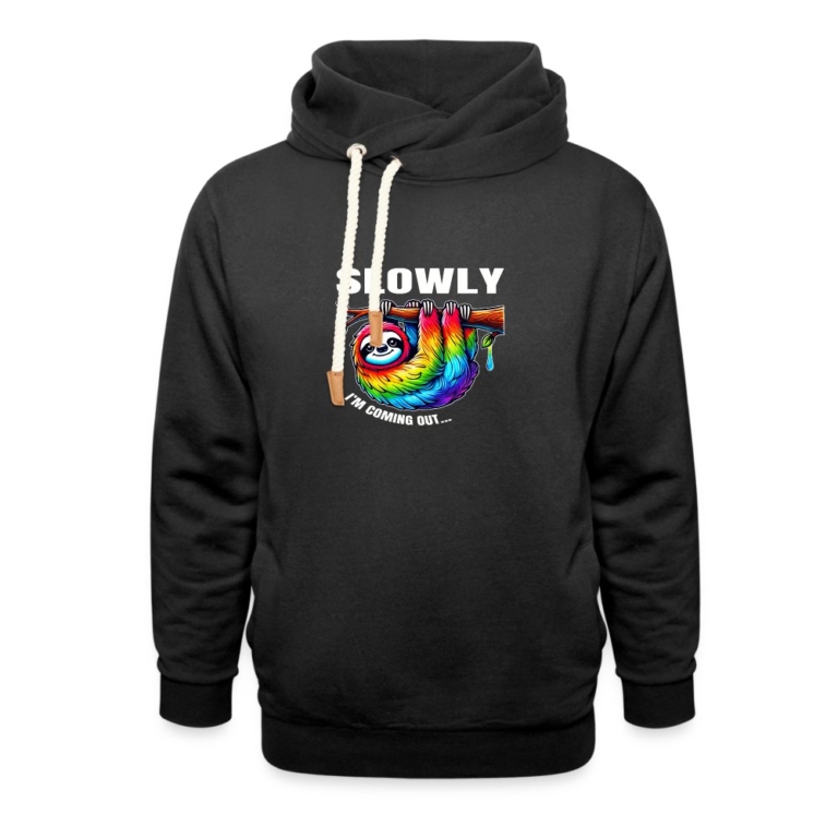 slowly-i-m-coming-out-unisex-schalkragen-hoodie-schwarz