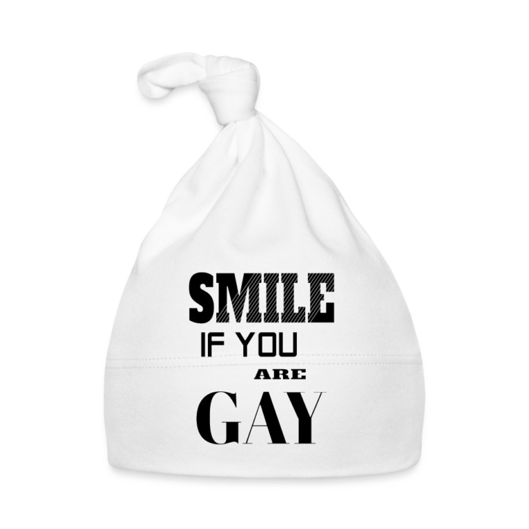 smile-if-you-are-gay-baby-bio-muetze-weiss