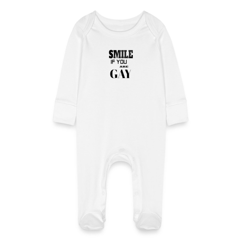 smile-if-you-are-gay-baby-bio-schlafanzug-mit-kratzhandschuhen-weiss
