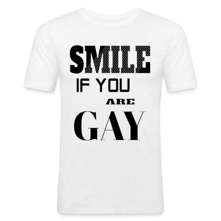 smile-if-you-are-gay-maenner-slim-fit-t-shirt-weiss