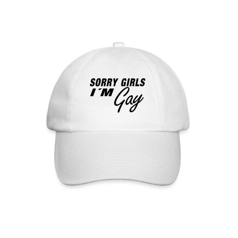 sorry-girls-im-gay-baseballkappe-weiss-weiss
