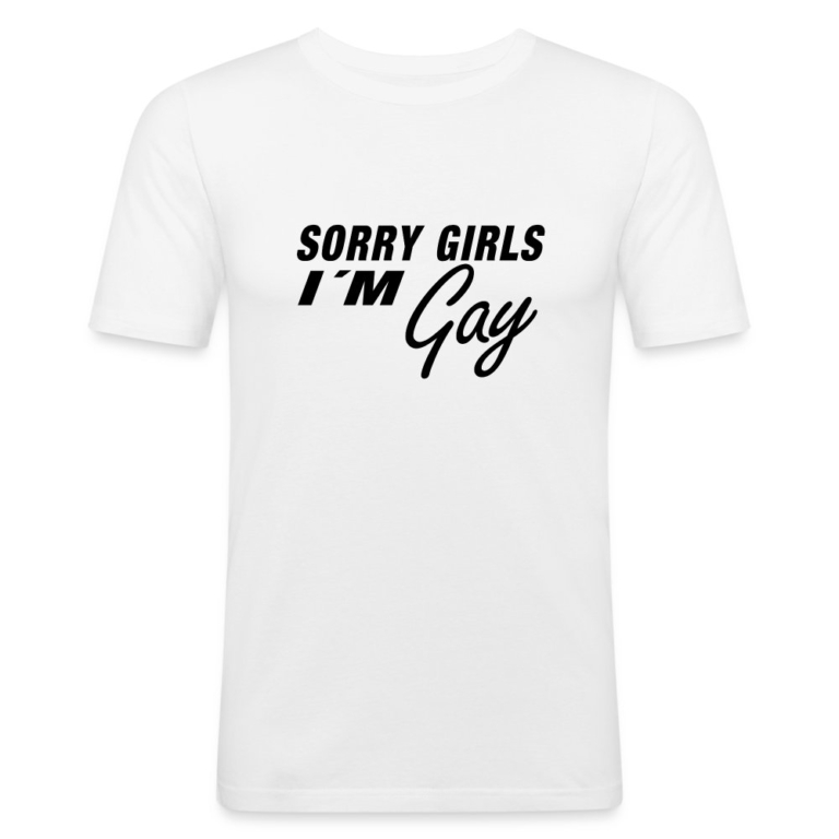 sorry-girls-im-gay-maenner-slim-fit-t-shirt-weiss