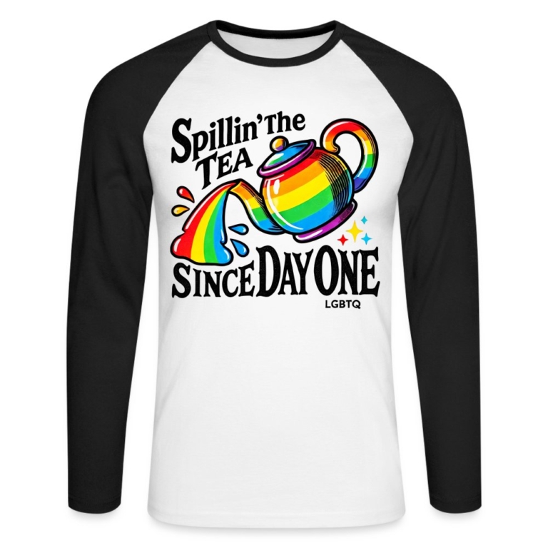 spillin-the-tea-since-day-one-maenner-baseballshirt-langarm-weiss-schwarz