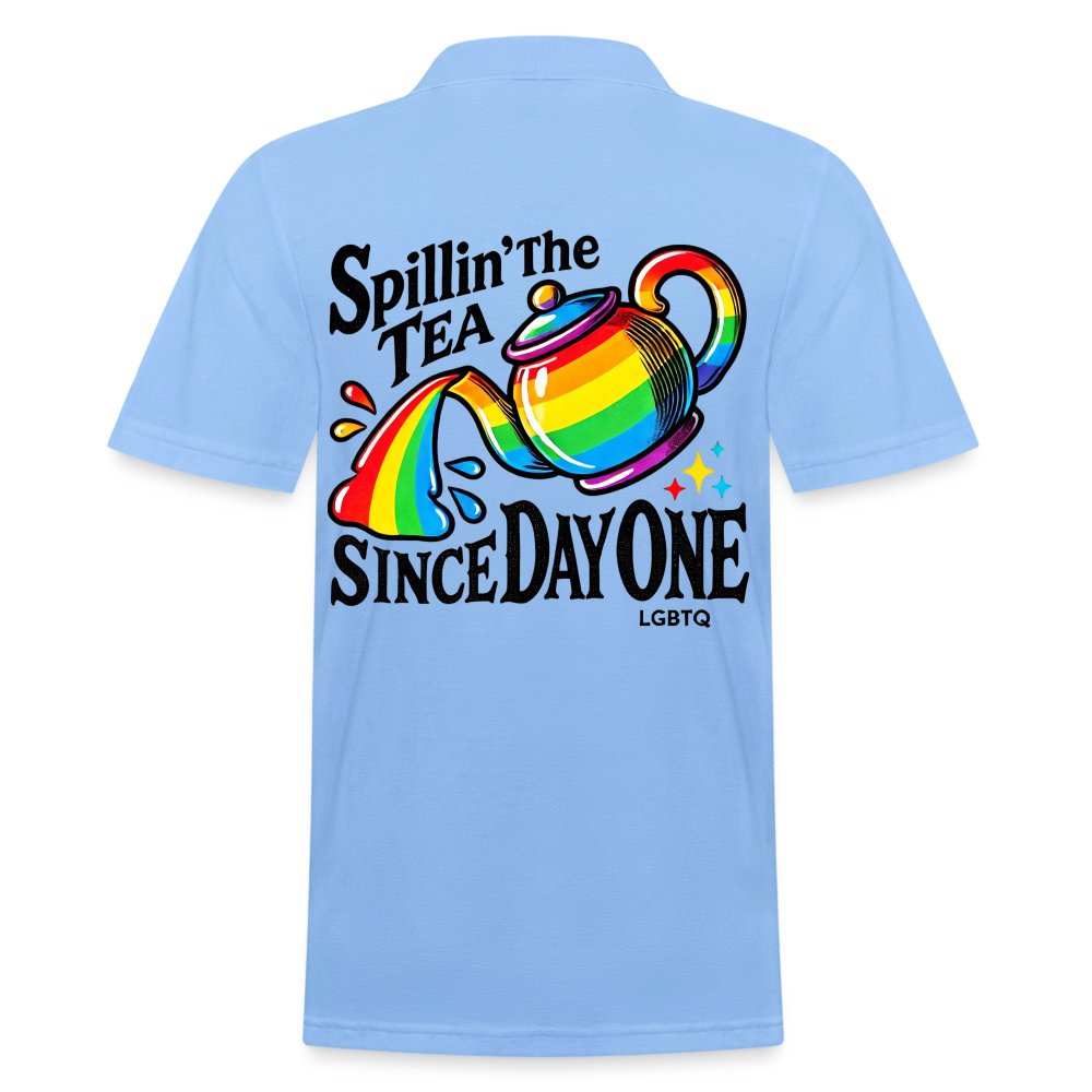 Spillin the Tea since Day One - Männer Poloshirt Himmelblau
