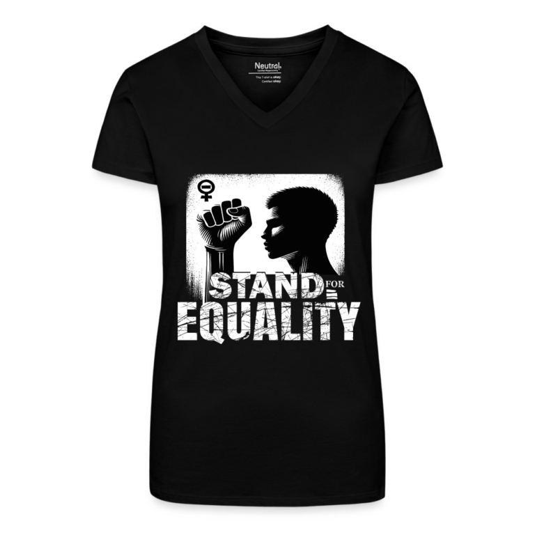 stand-for-equality-bio-frauen-t-shirt-mit-v-ausschnitt-schwarz
