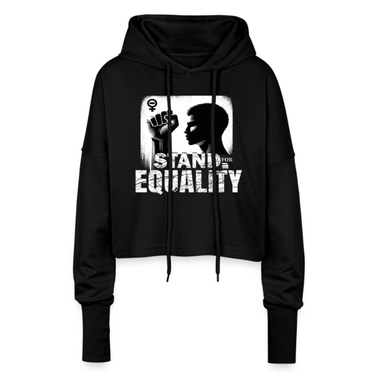 stand-for-equality-cropped-frauen-hoodie-schwarz