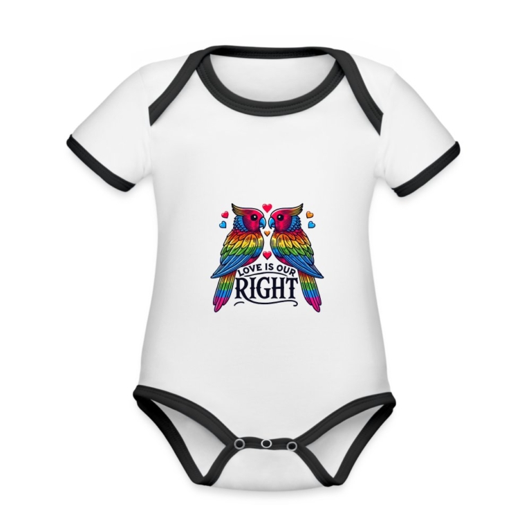 turteltauben-love-is-our-right-baby-bio-kurzarm-kontrastbody-weiss-schwarz