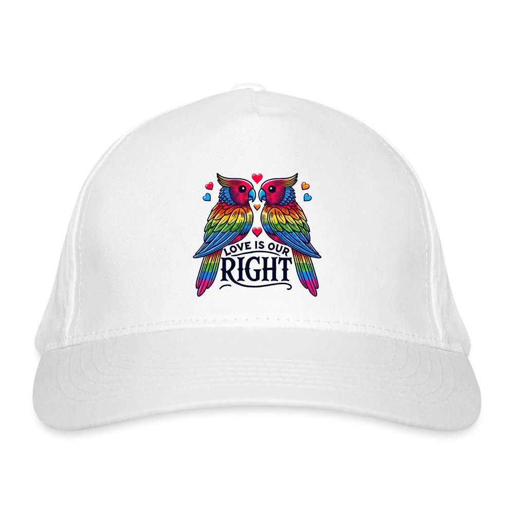 Turteltauben Love is Our Right - Bio-Baseballkappe Weiß