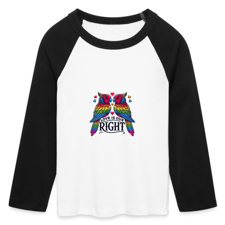 turteltauben-love-is-our-right-cropped-frauen-baby-tee-mit-34-aermel-weiss-schwarz