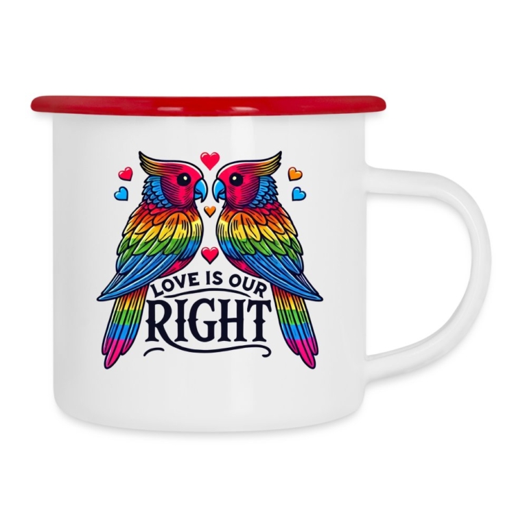 turteltauben-love-is-our-right-emaille-tasse-weiss-rot