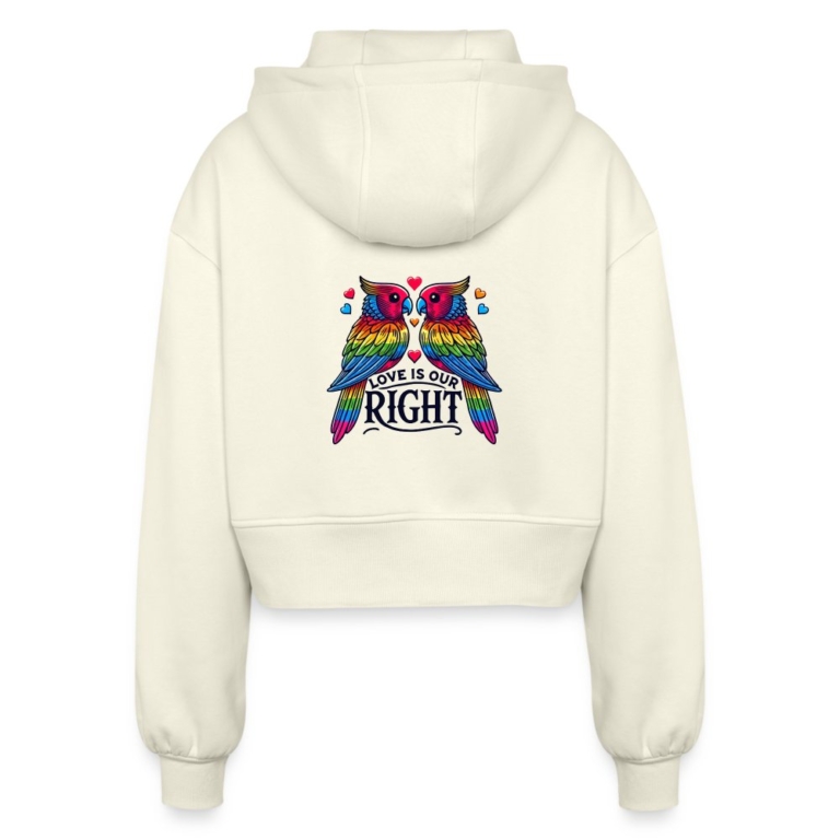 turteltauben-love-is-our-right-frauen-oversized-cropped-kapuzenjacke-natur