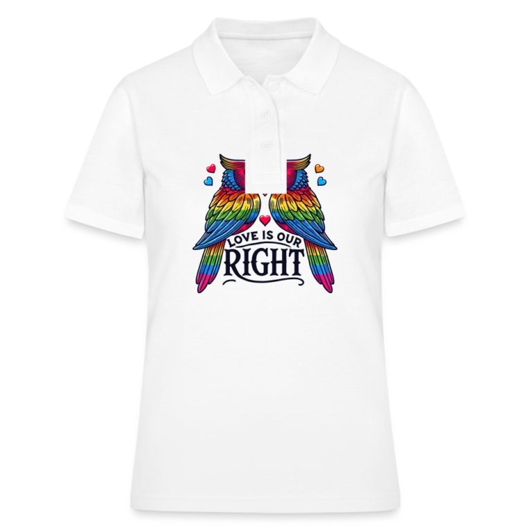 turteltauben-love-is-our-right-frauen-polo-shirt-weiss