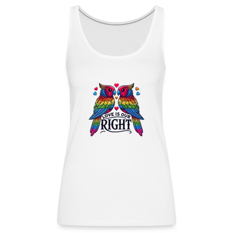 turteltauben-love-is-our-right-frauen-premium-tank-top-weiss