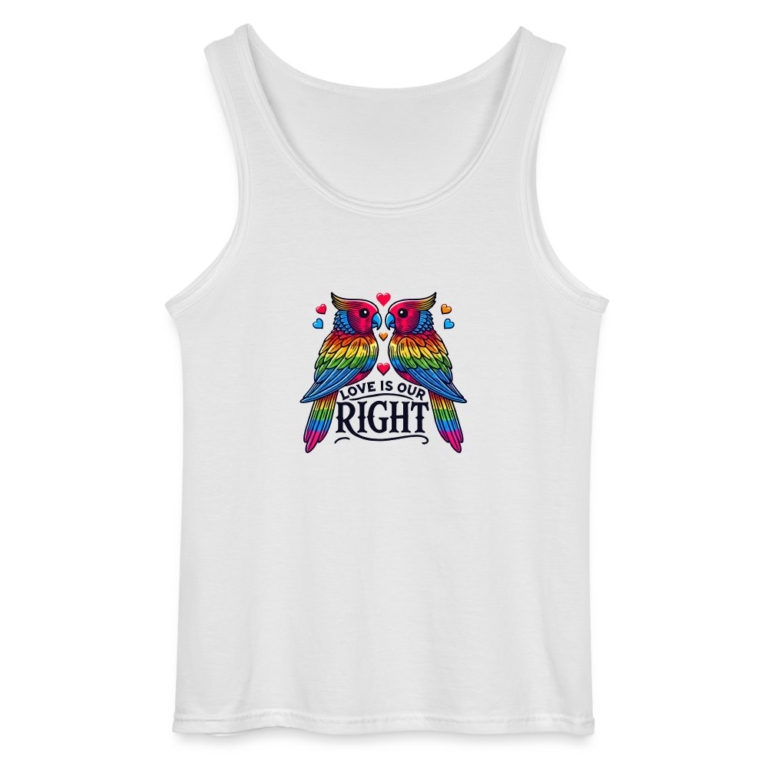 turteltauben-love-is-our-right-gildan-maenner-tank-top-weiss