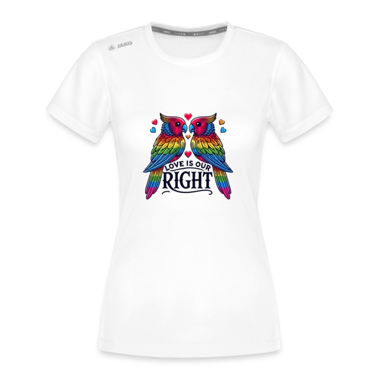 turteltauben-love-is-our-right-jako-frauen-t-shirt-run-20-weiss