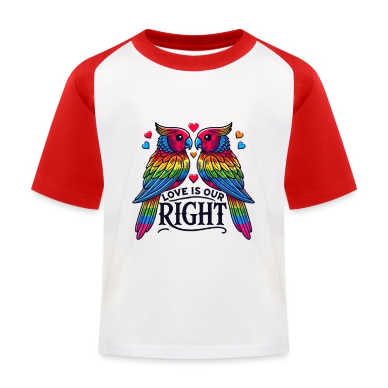 turteltauben-love-is-our-right-kinder-baseball-t-shirt-weiss-rot