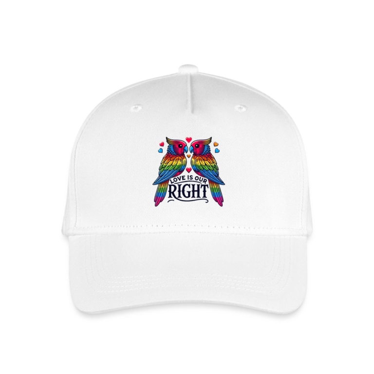 turteltauben-love-is-our-right-kinder-bio-basecap-weiss