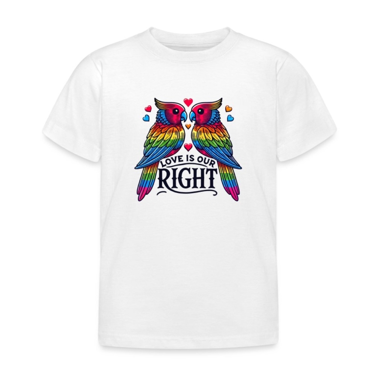 turteltauben-love-is-our-right-kinder-t-shirt-weiss