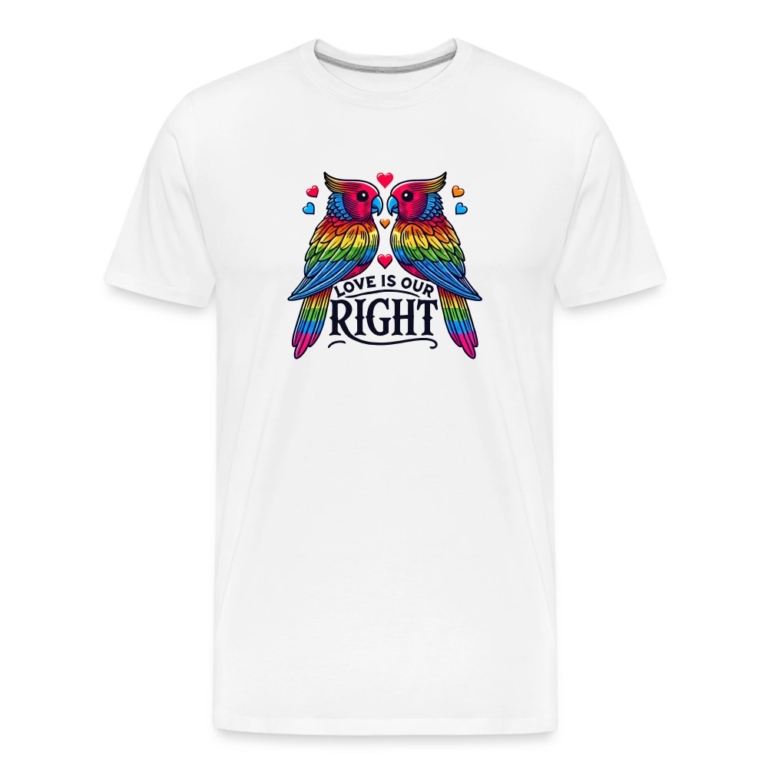 turteltauben-love-is-our-right-maenner-premium-bio-t-shirt-weiss