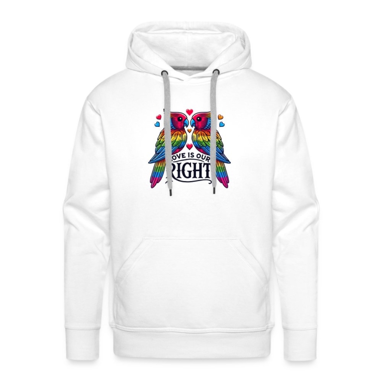 turteltauben-love-is-our-right-maenner-premium-hoodie-weiss