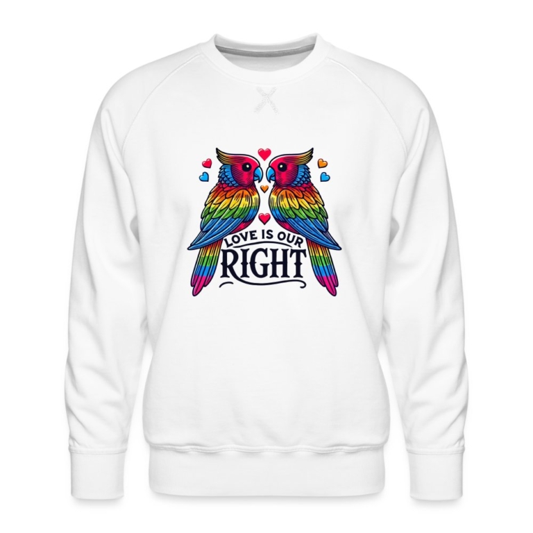 turteltauben-love-is-our-right-maenner-premium-pullover-weiss