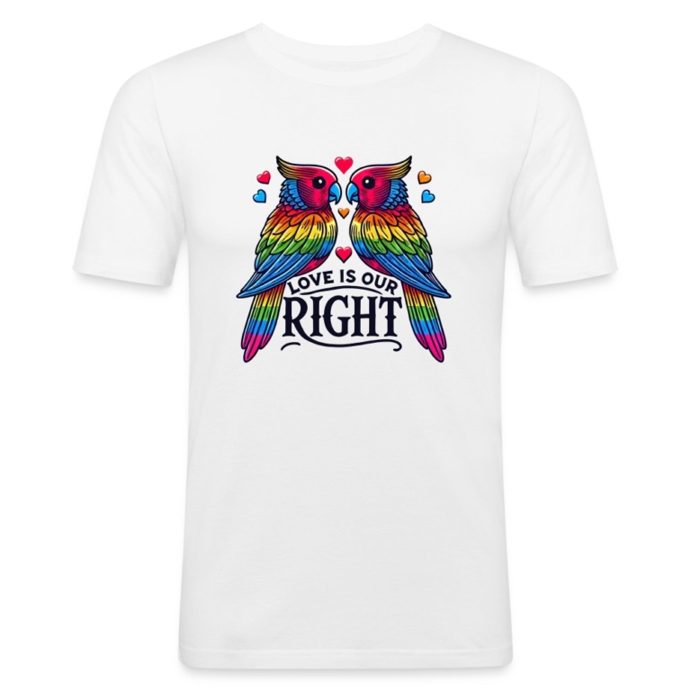 turteltauben-love-is-our-right-maenner-slim-fit-t-shirt-weiss