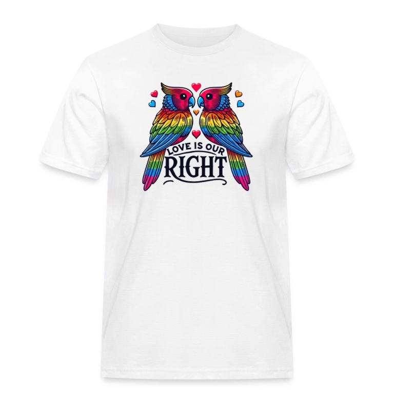 turteltauben-love-is-our-right-maenner-workwear-t-shirt-weiss